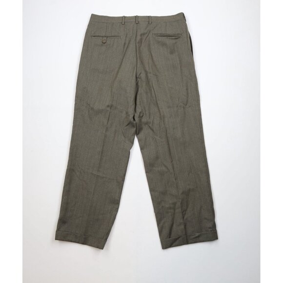 Vintage 70s Streetwear Mens 34x30 Wool Herringbone Wide Leg Chino Pants USA - Picture 9 of 12